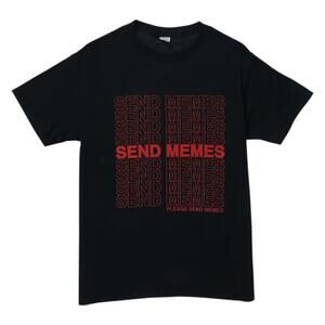Send Memes Short Sleeved Graphic‎ T-Shirt Unisex Size Large Black and Red